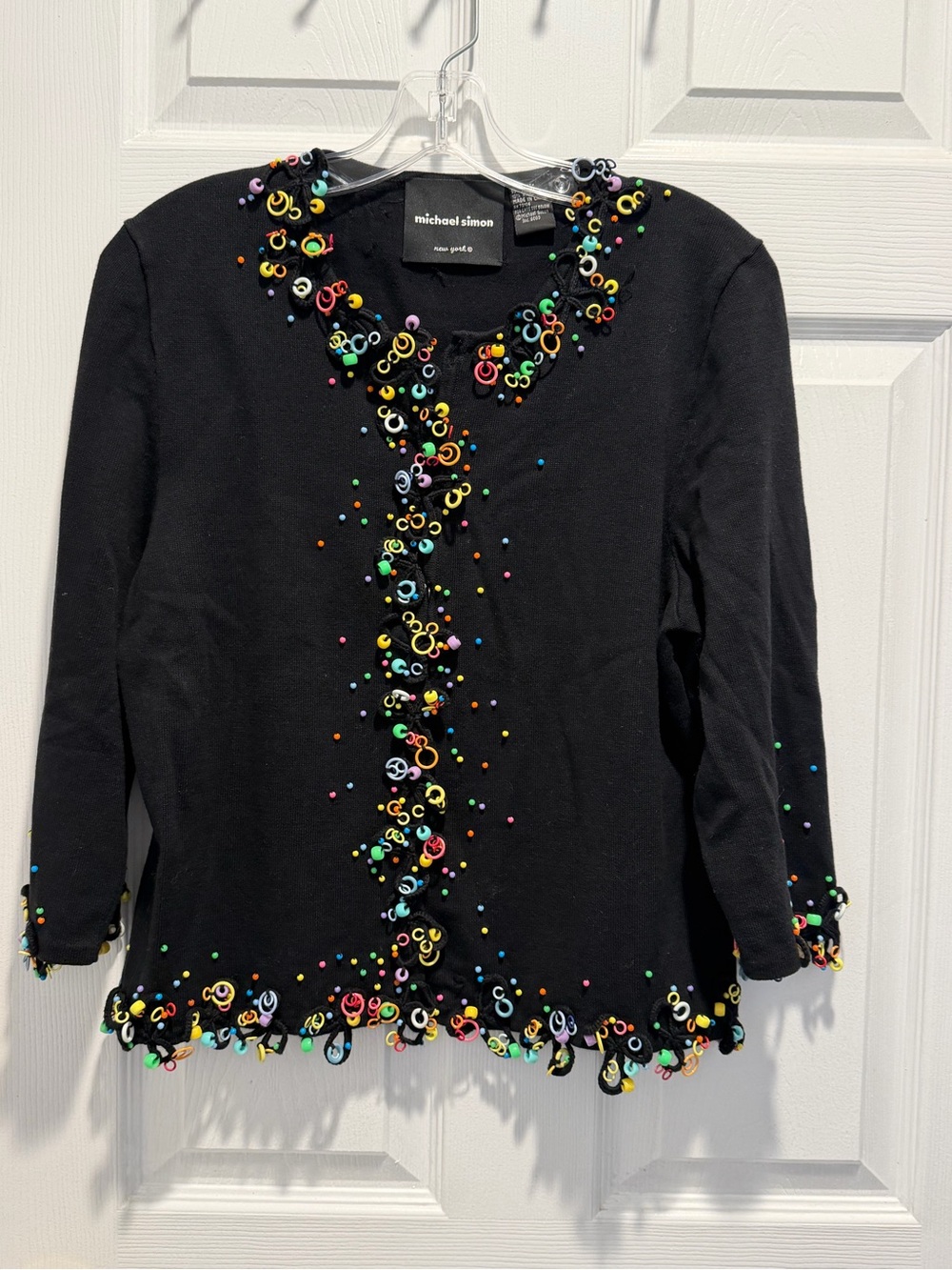 Michael Simon Y2K Rainbow Beaded Cardigan